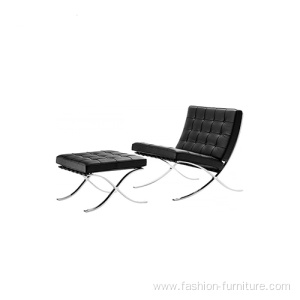 Stainless Steel Legs Black Leather Barcelona Chair